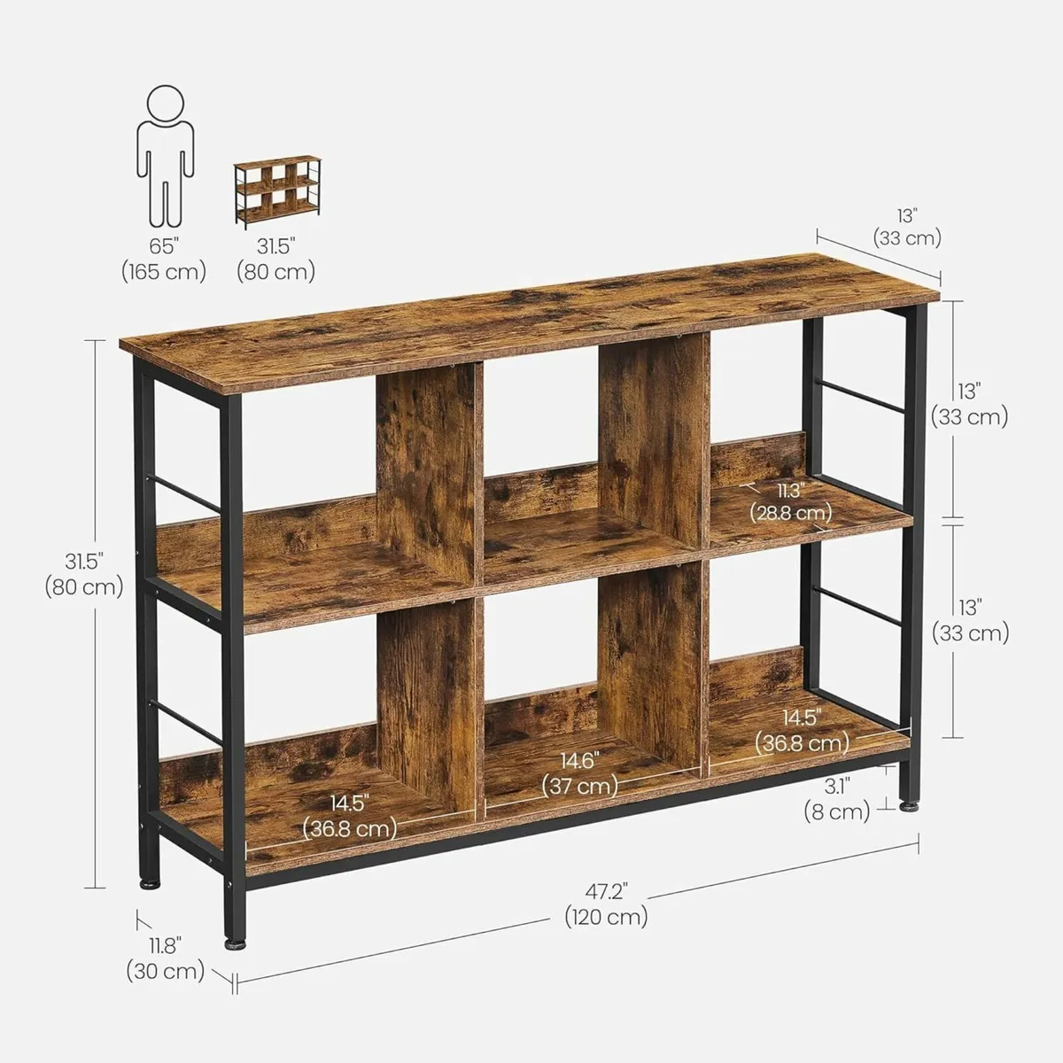 Bookshelf Shelf Unit 6 Compartments for Office - Image 3
