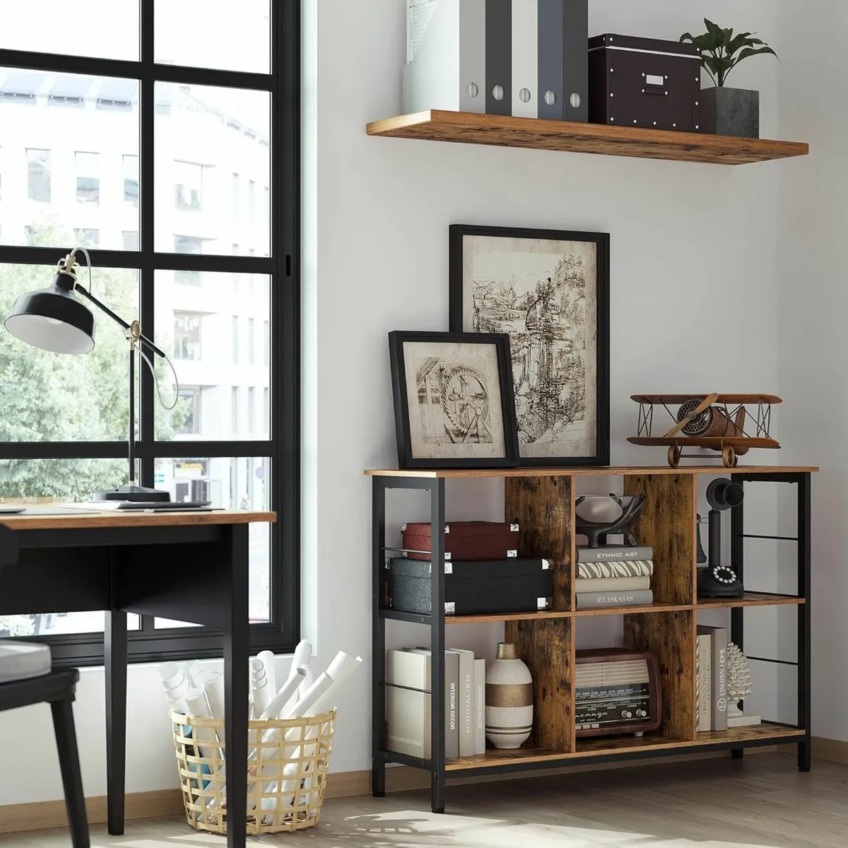 Bookshelf Shelf Unit 6 Compartments for Office - Image 4