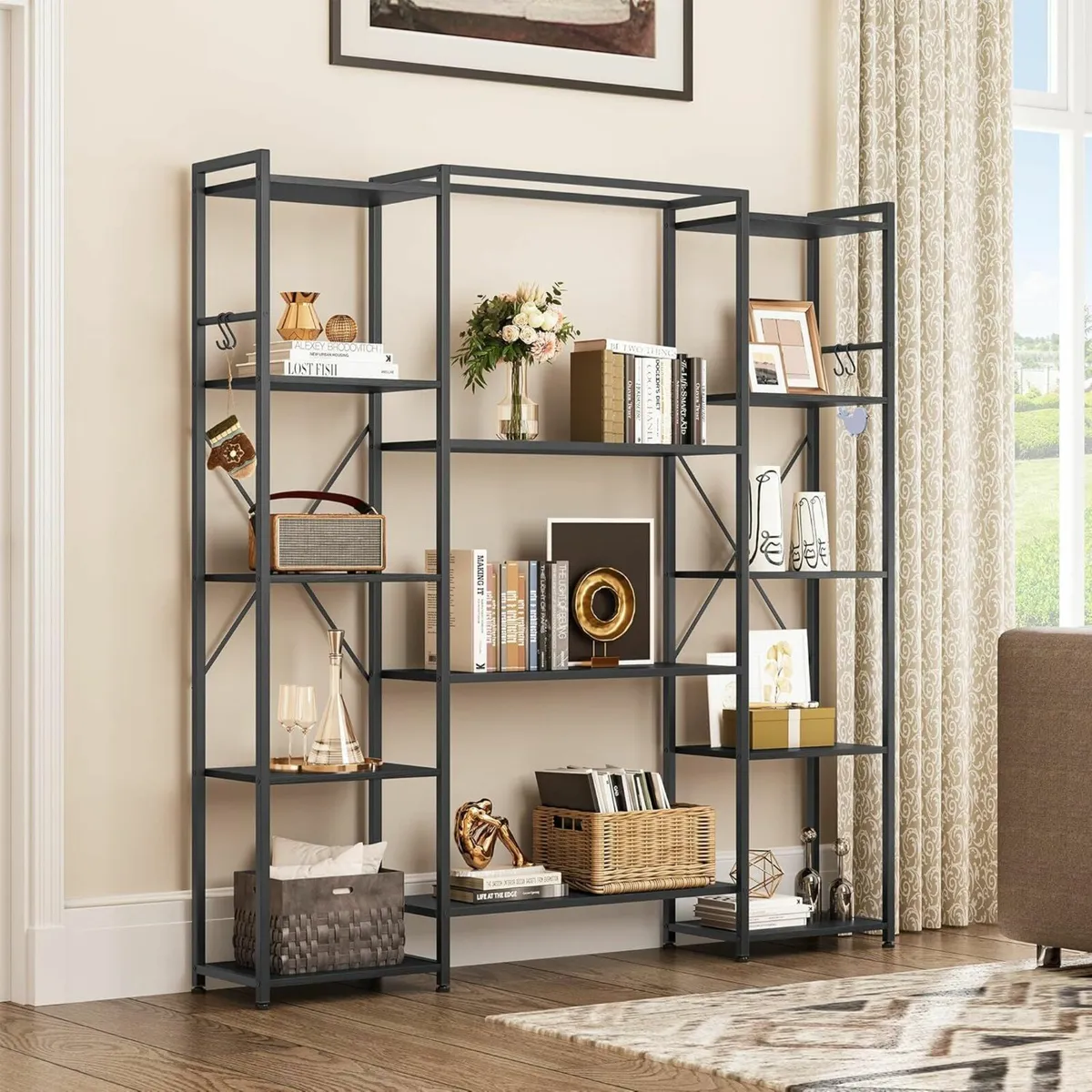Bookcase Industrial Book shelf with 13 Shelves - Image 3
