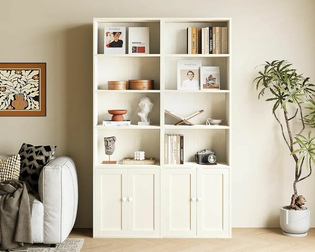 6-Tier Bookcase with Doors and Cabinet Bookshelf - Image 2