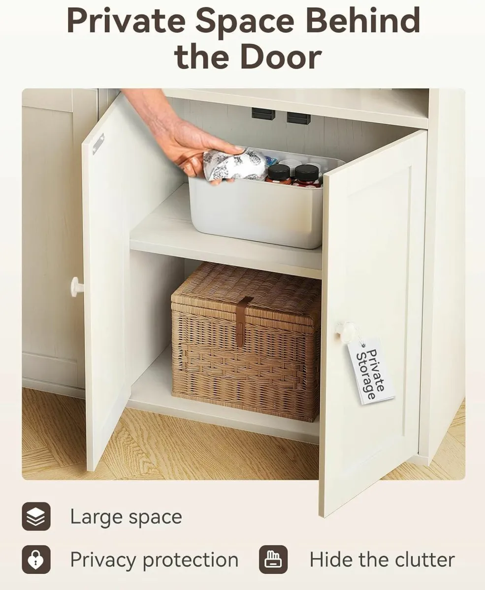 6-Tier Bookcase with Doors and Cabinet Bookshelf - Image 4