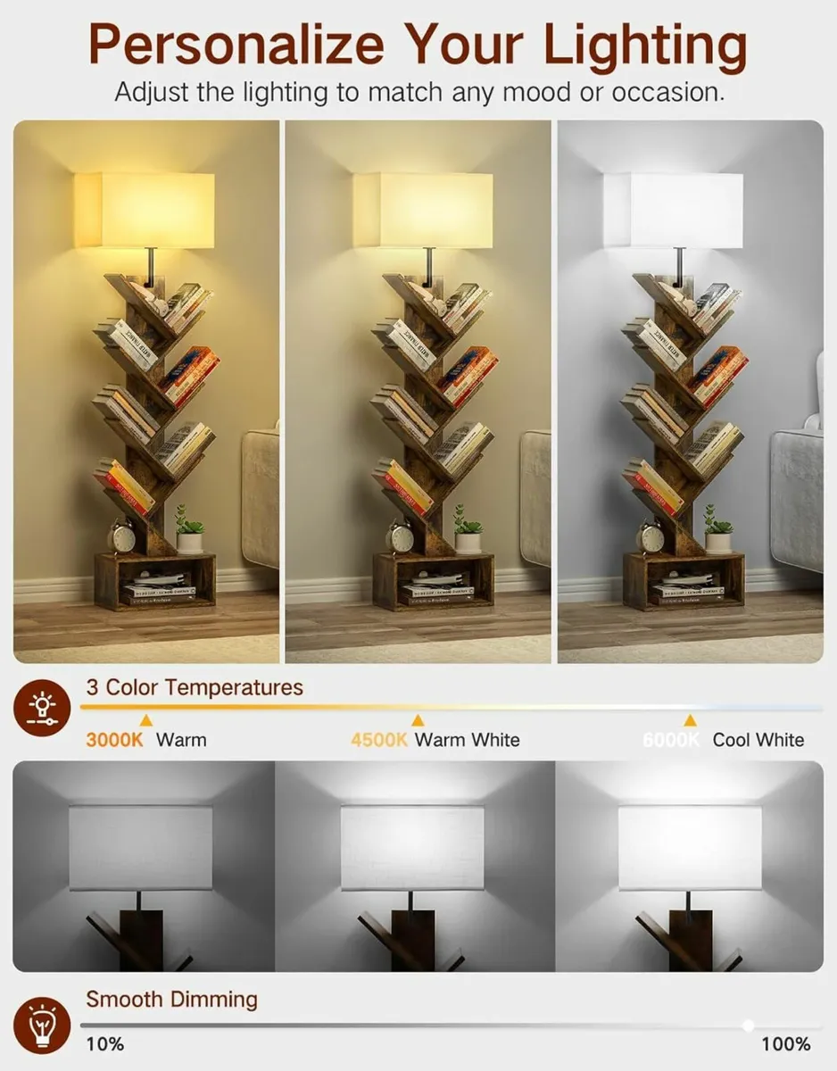 6 Tier Tree Bookshelf with Light Remote Small - Image 3