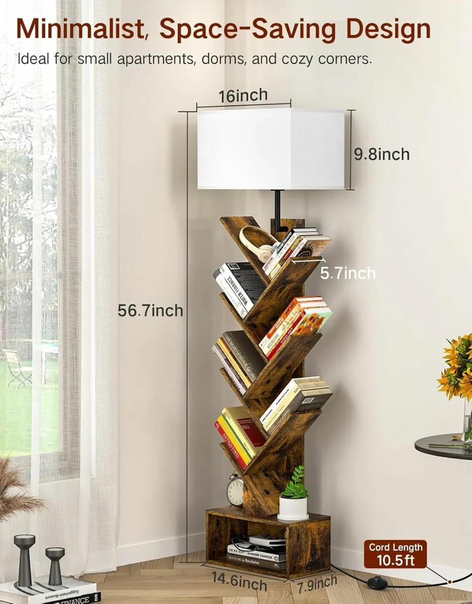 6 Tier Tree Bookshelf with Light Remote Small - Image 2