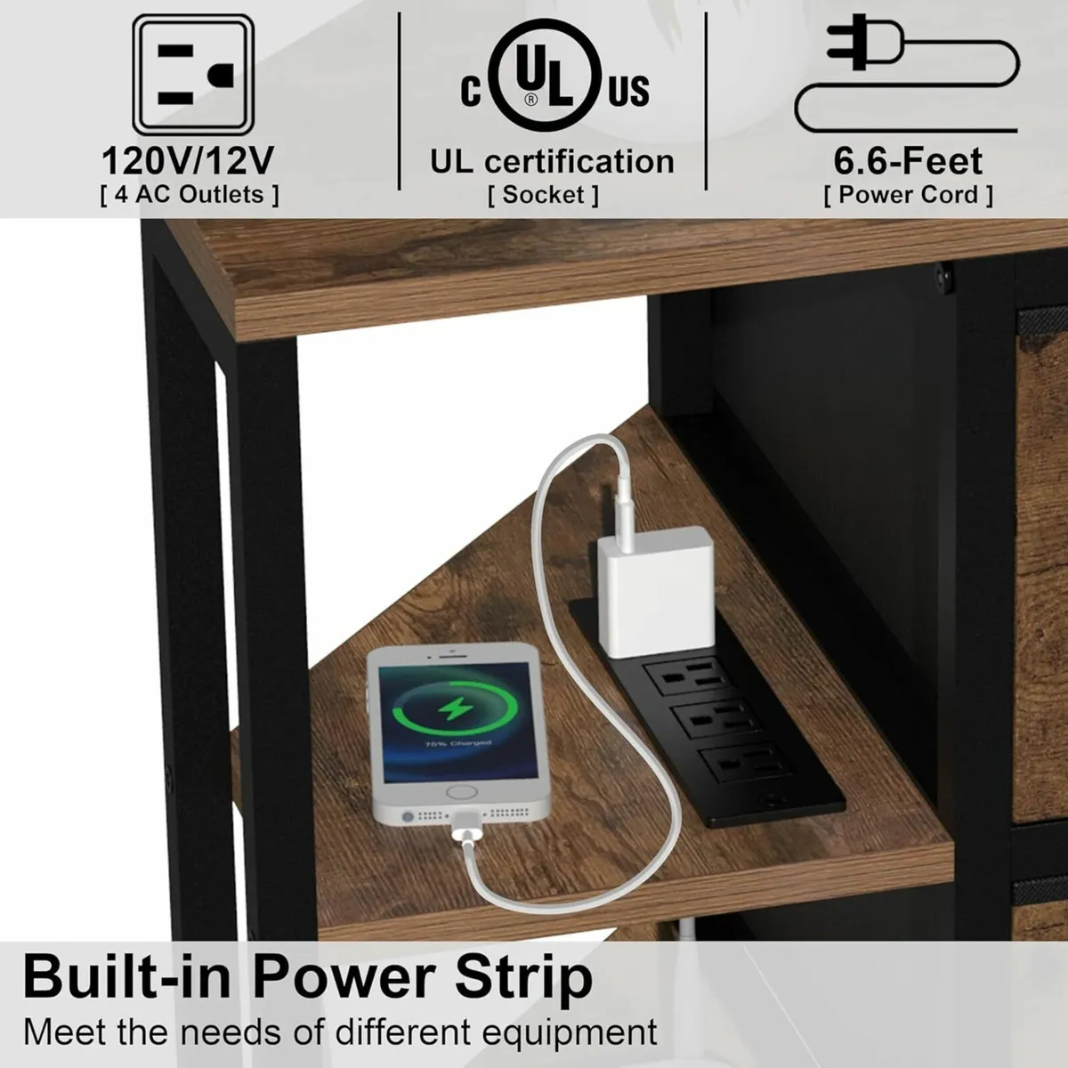 Corner TV Stand with 4 Drawers Built‑in Power - Image 4