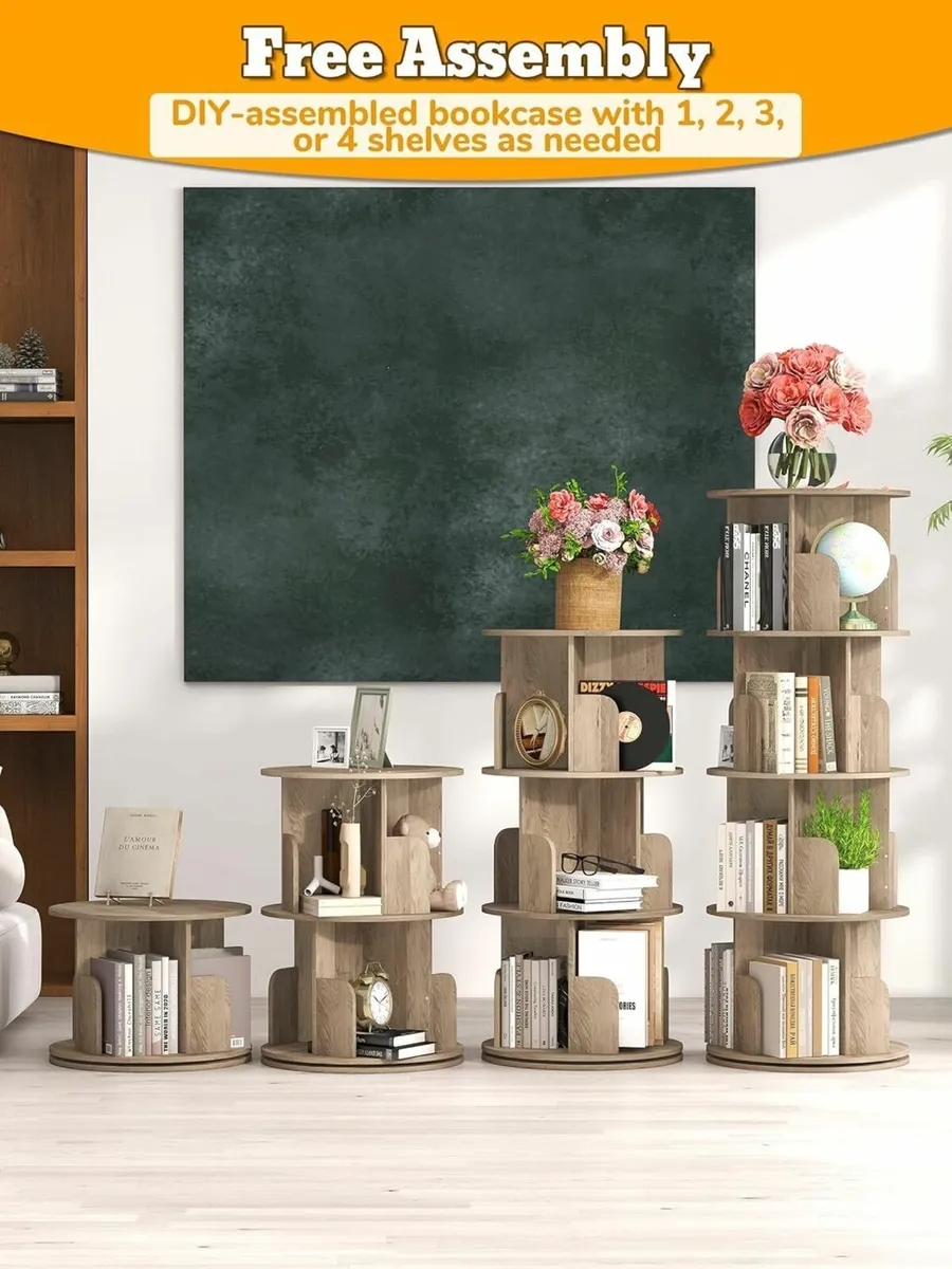 4-tier Rotating Bookshelf Round 360degrees - Image 3