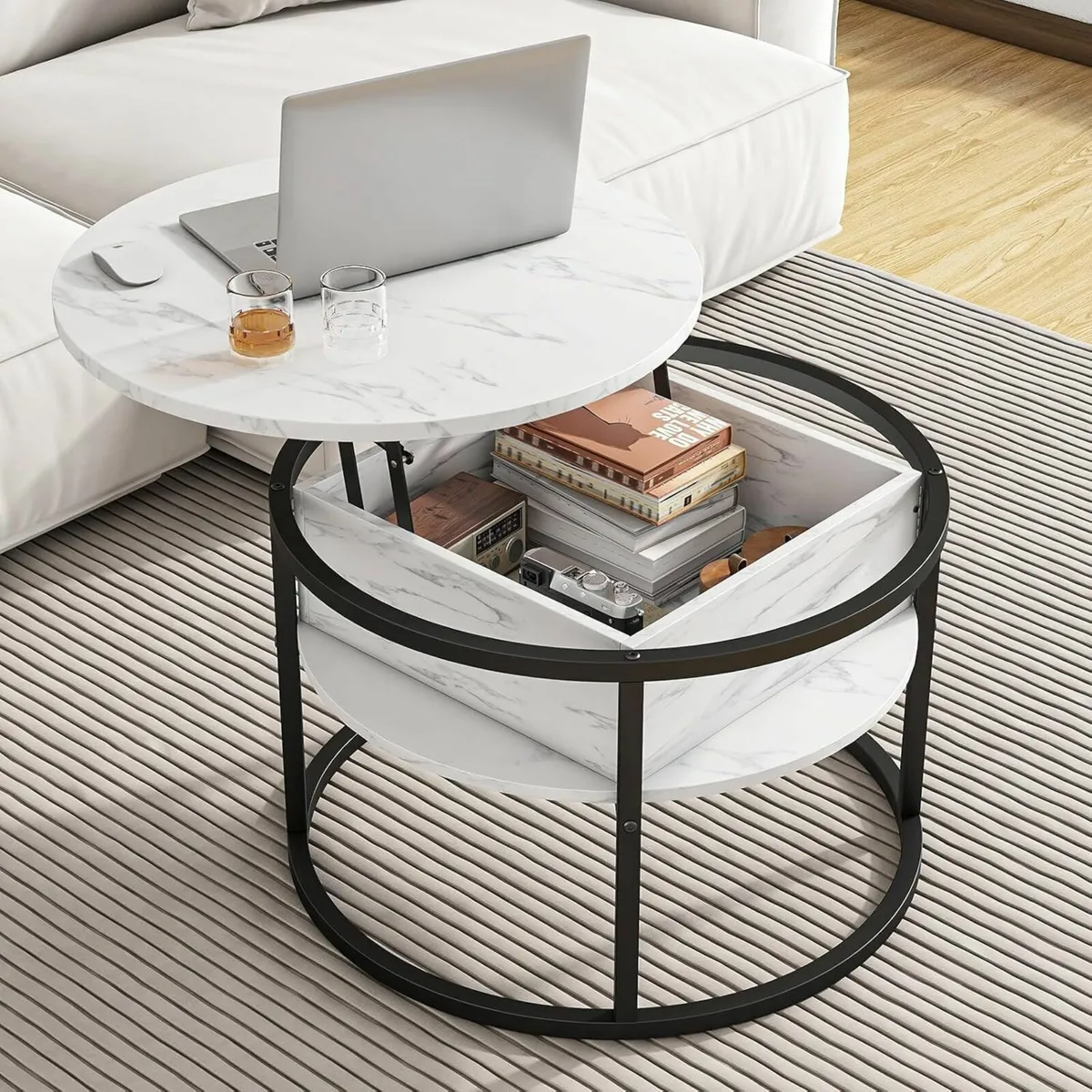 Round Coffee Table Lift Top Tables for Living - Image 1