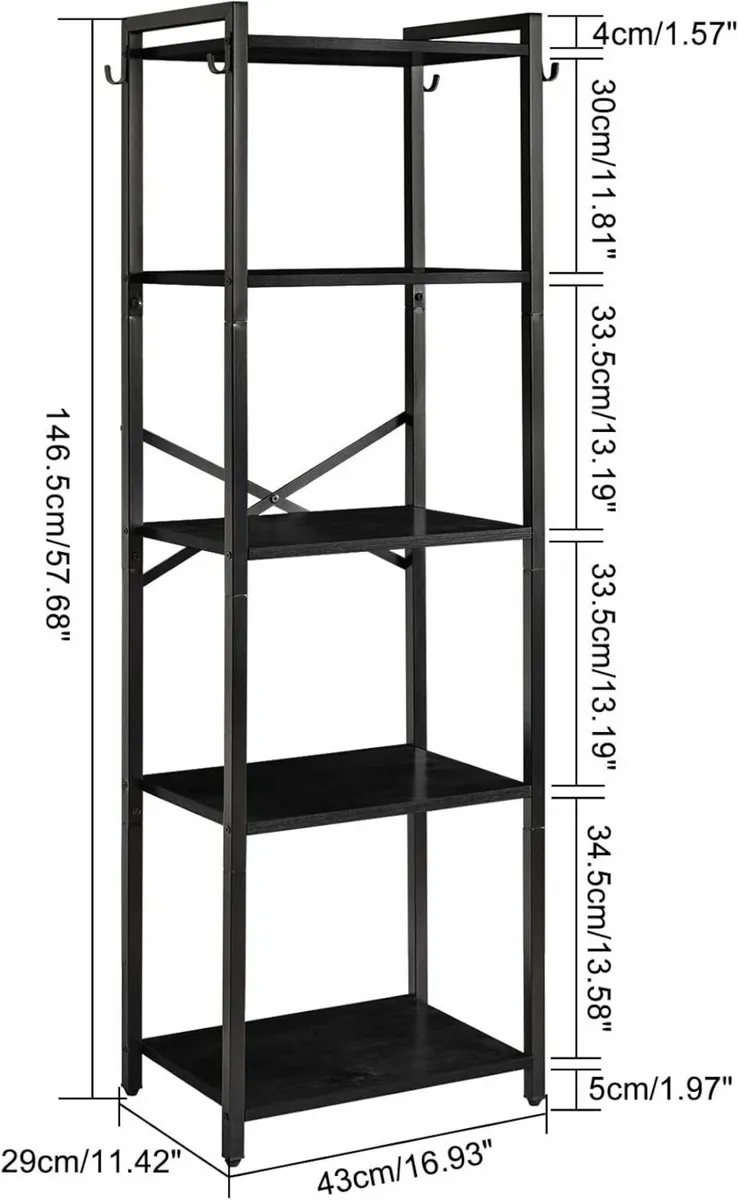 Bookshelf 5 Tier Storage Rack Plant with Steel - Image 2