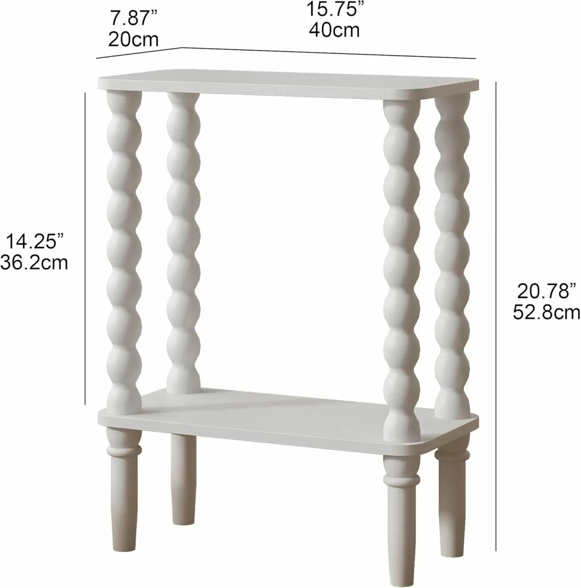 2-Tier Wooden Side Table Narrow Nightstand with - Image 2