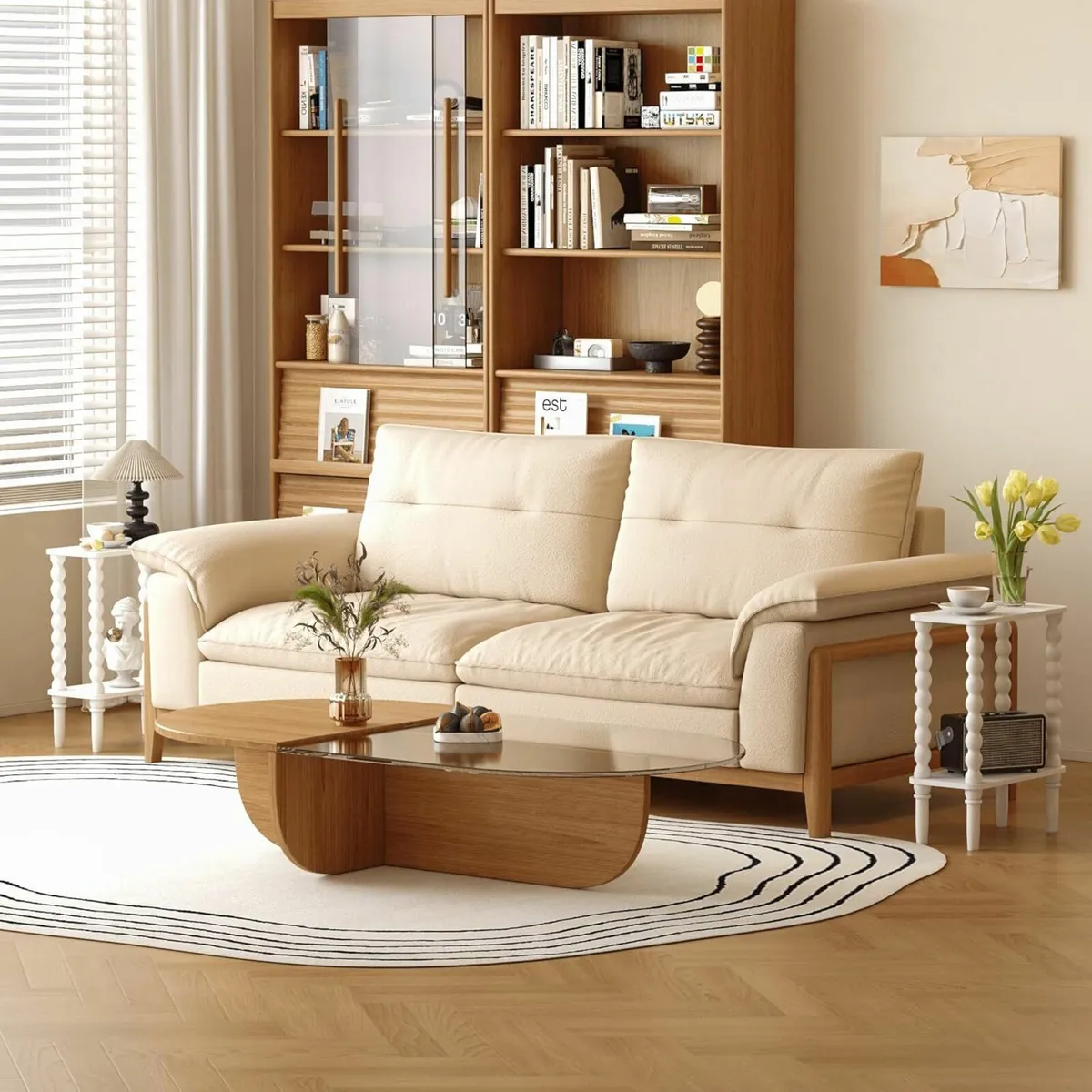 2-Tier Wooden Side Table Narrow Nightstand with - Image 3