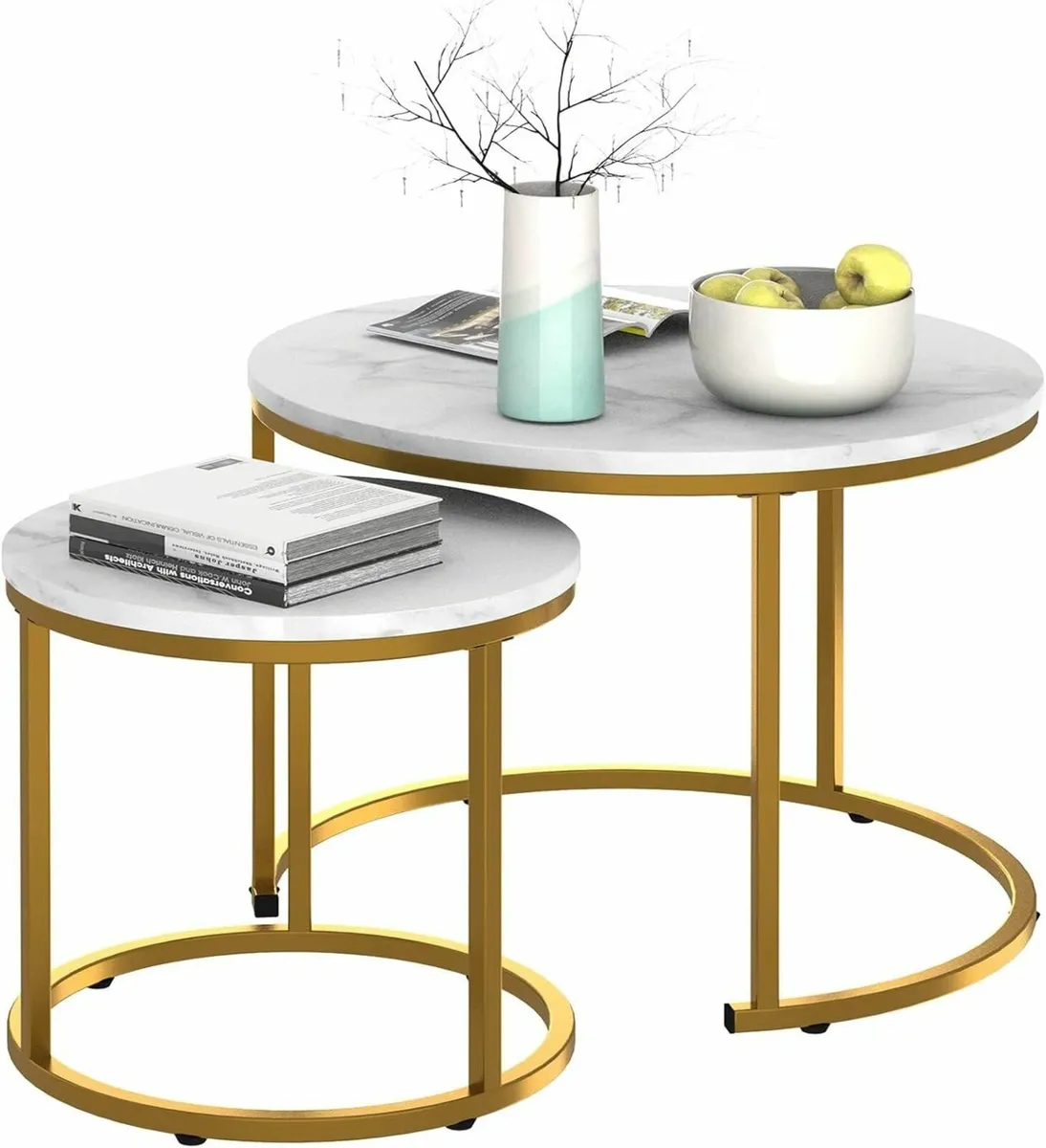 Round Nesting Coffee Table Set of 2 for Living - Image 1