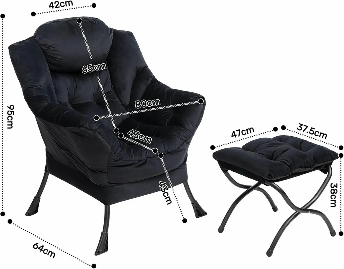 Armchair With Footstool for Living Room - Velvet - Image 3