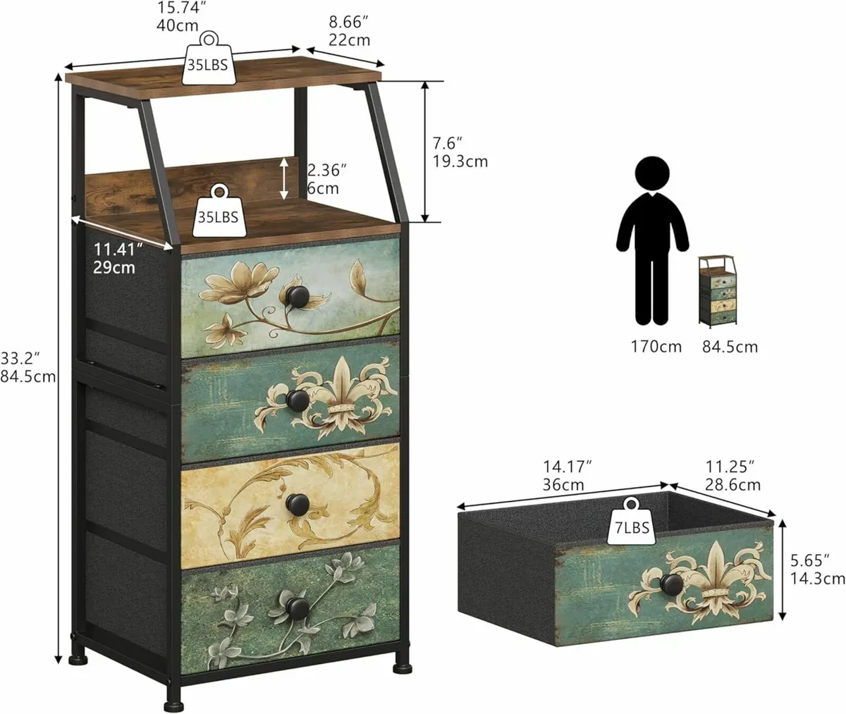 Slim Chest of Drawers with 4 Bedside Table - Image 3