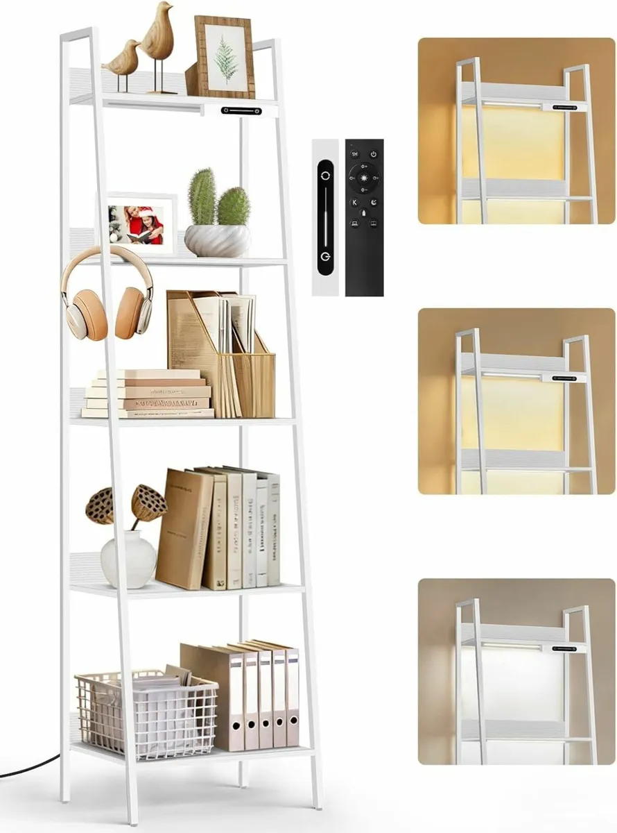 5-Tier Small Ladder Shelf with LED Lights Touch - Image 1