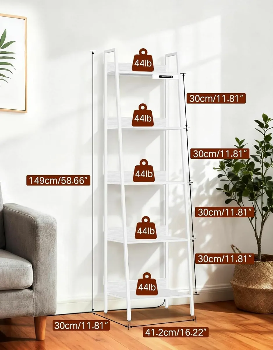 5-Tier Small Ladder Shelf with LED Lights Touch - Image 2