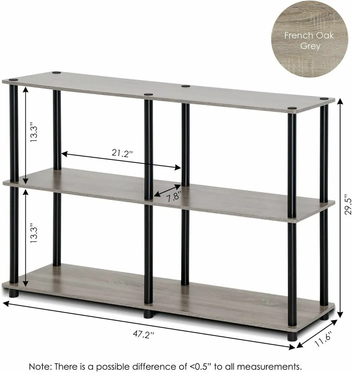 TURN-N-TUBE Storage Shelves 3-Tier 47.4 Wide Book - Image 4