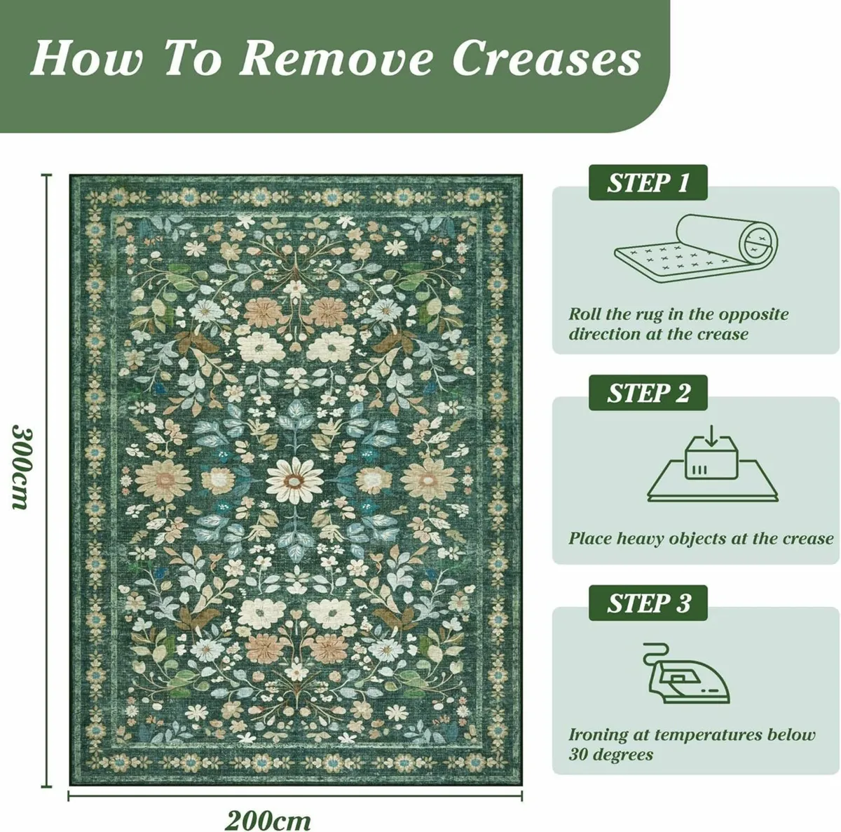 Green Large Rugs for Living Room 200x300cm - Image 2