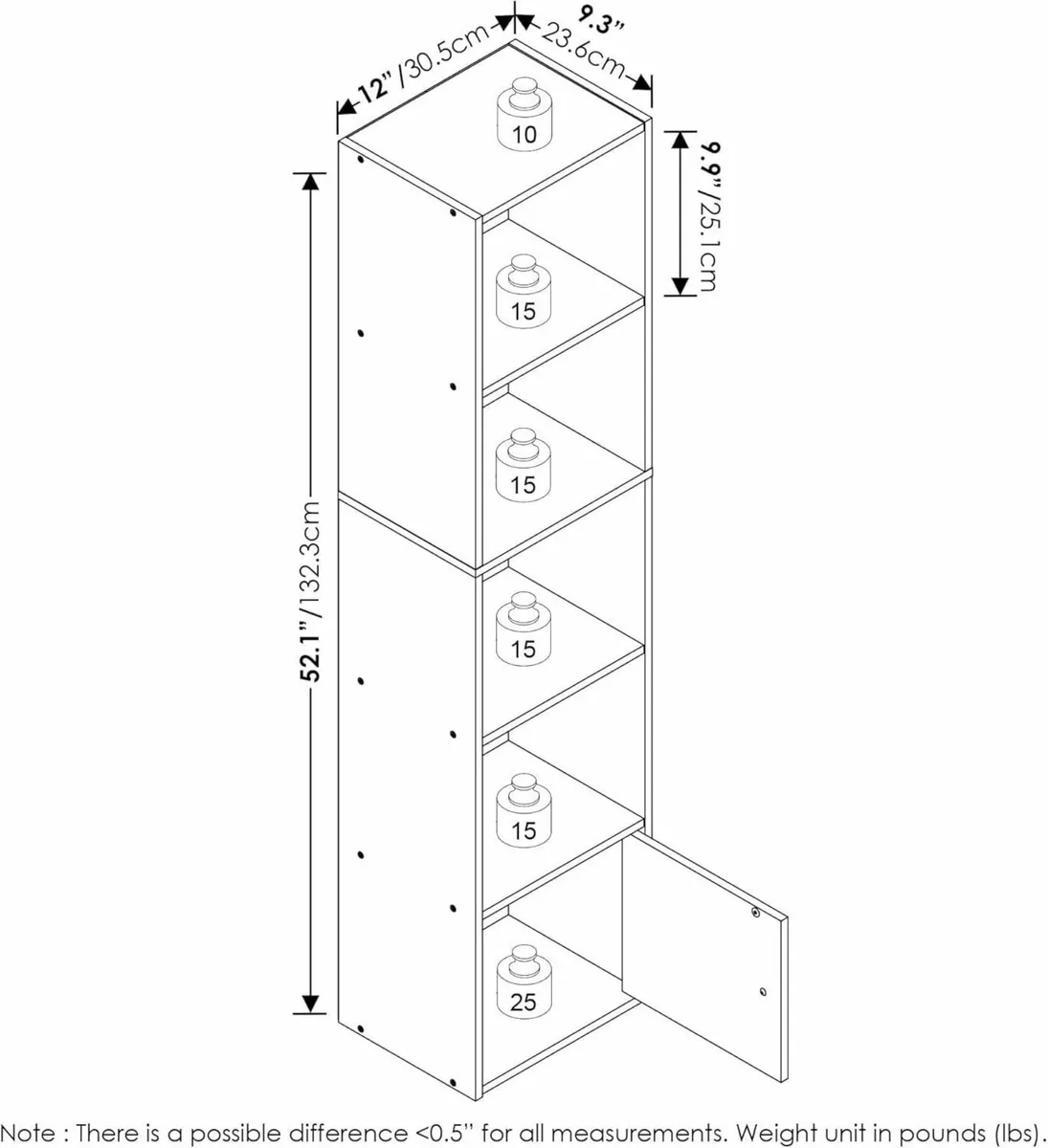 LUDER Book Shelf 5-Tier Modern Bookshelf Bookcase - Image 3