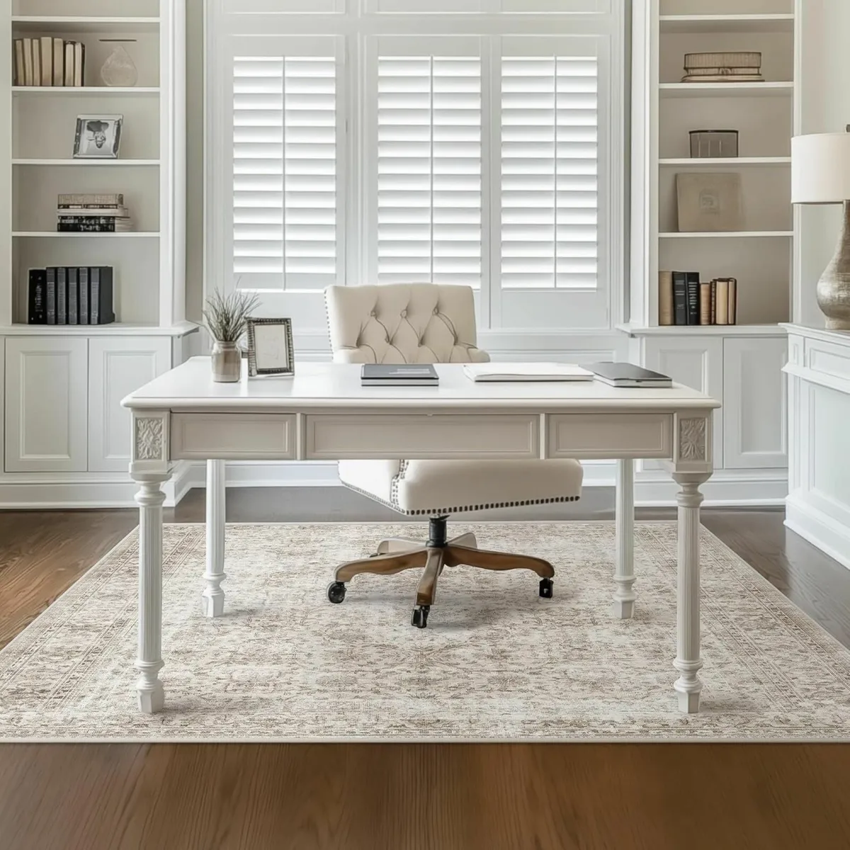 Washable Area Rug Beige Neutral Vintage 160x230 - Image 3