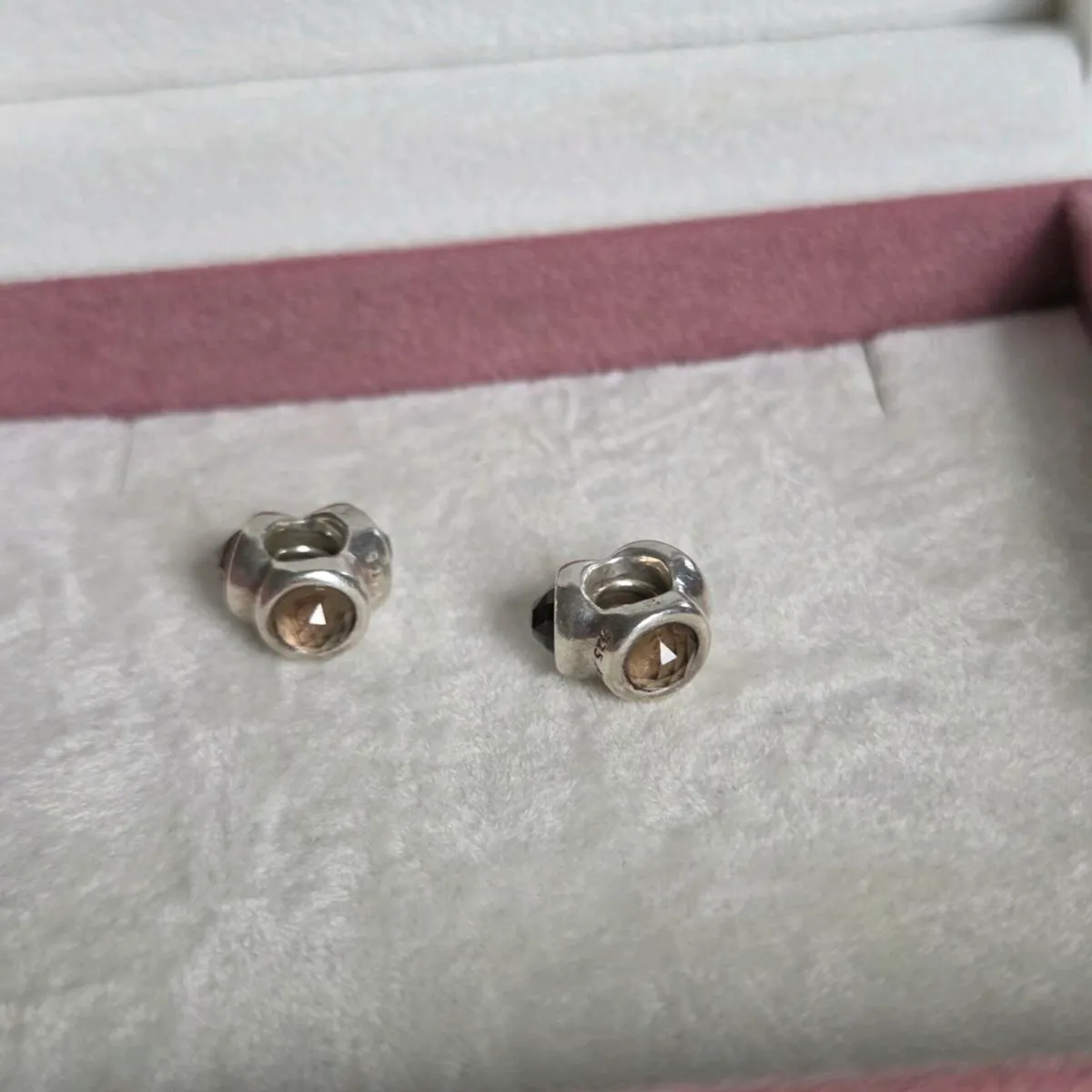 Genuine Pandora spacers charms sparkly brown stone - Image 1