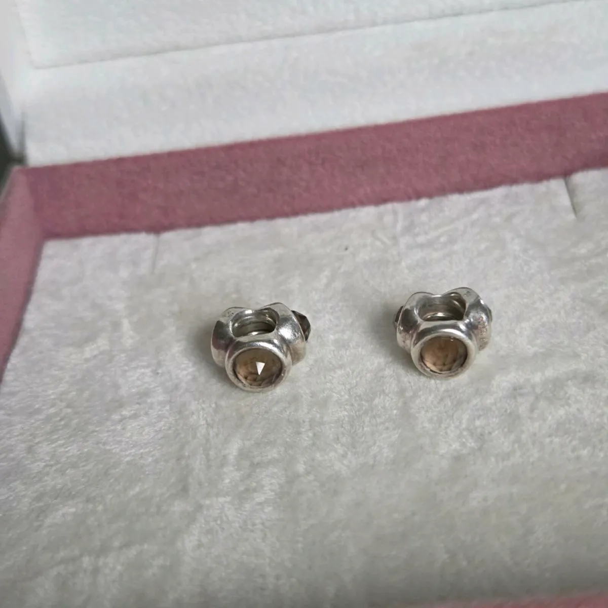 Genuine Pandora spacers charms sparkly brown stone - Image 2
