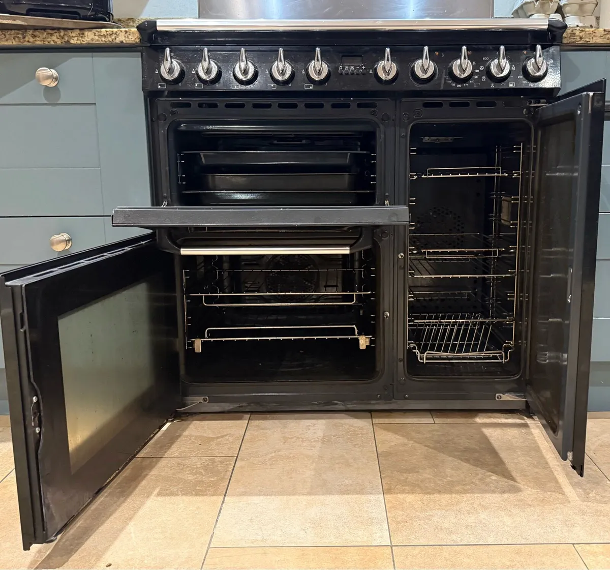 SMEG 90cm Dual fuel cooker - Black - Image 4