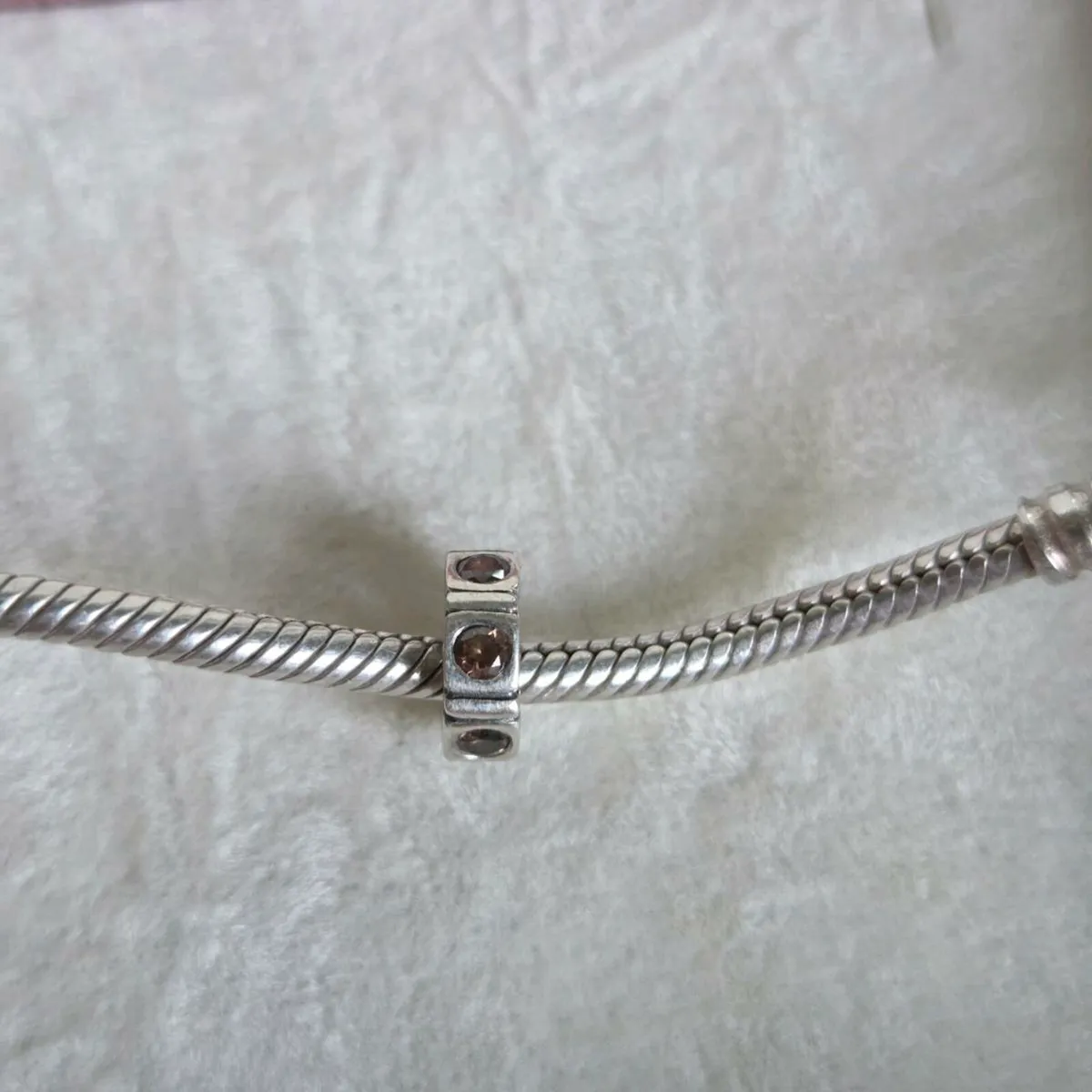 Genuine Pandora spacer charm sparkly brown stones - Image 2