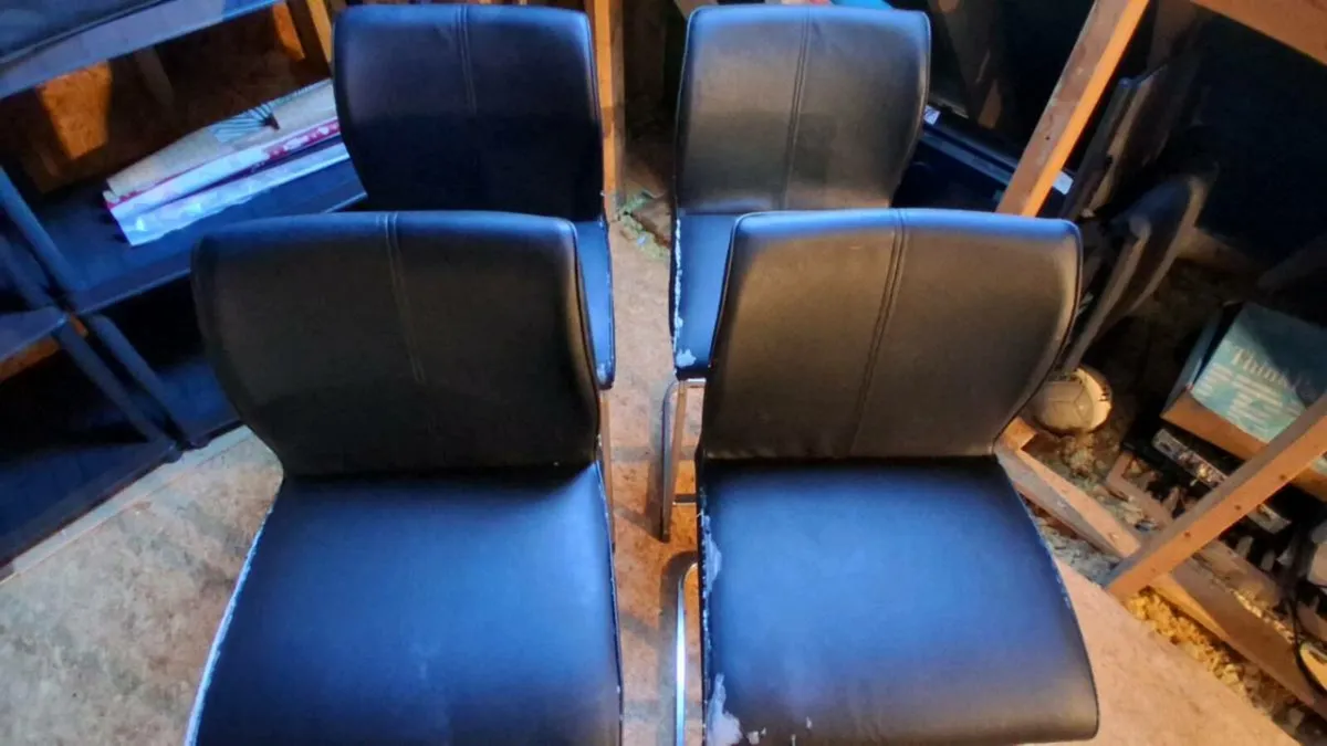 Set of 4 chrome / faux leather kitchen stools - Image 1