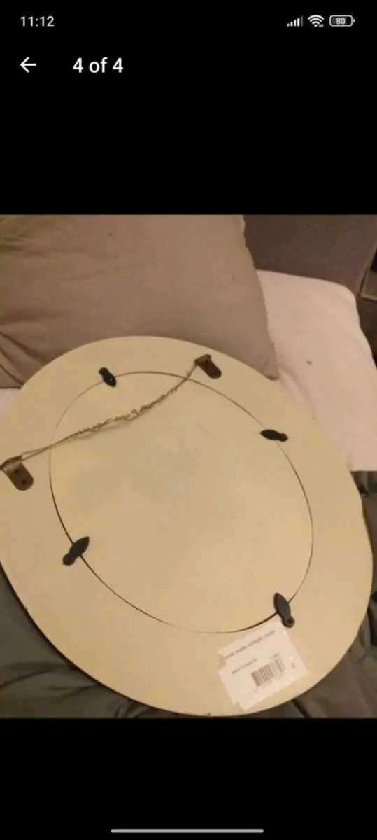 Hand painted cream oval mirror - Image 4