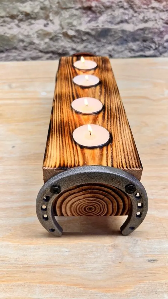 Rustic candle holder lucky charming, Handmade - Image 2