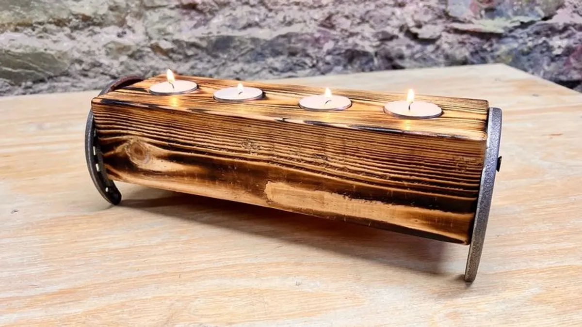 Rustic candle holder lucky charming, Handmade - Image 3