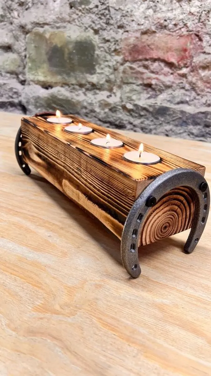 Rustic candle holder lucky charming, Handmade - Image 4