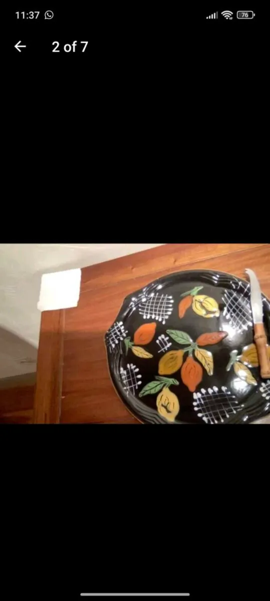 Vintage french cheese platter duo with knife - Image 3