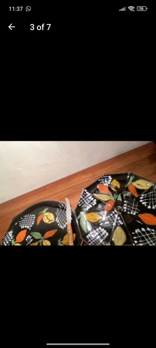 Vintage french cheese platter duo with knife - Image 4