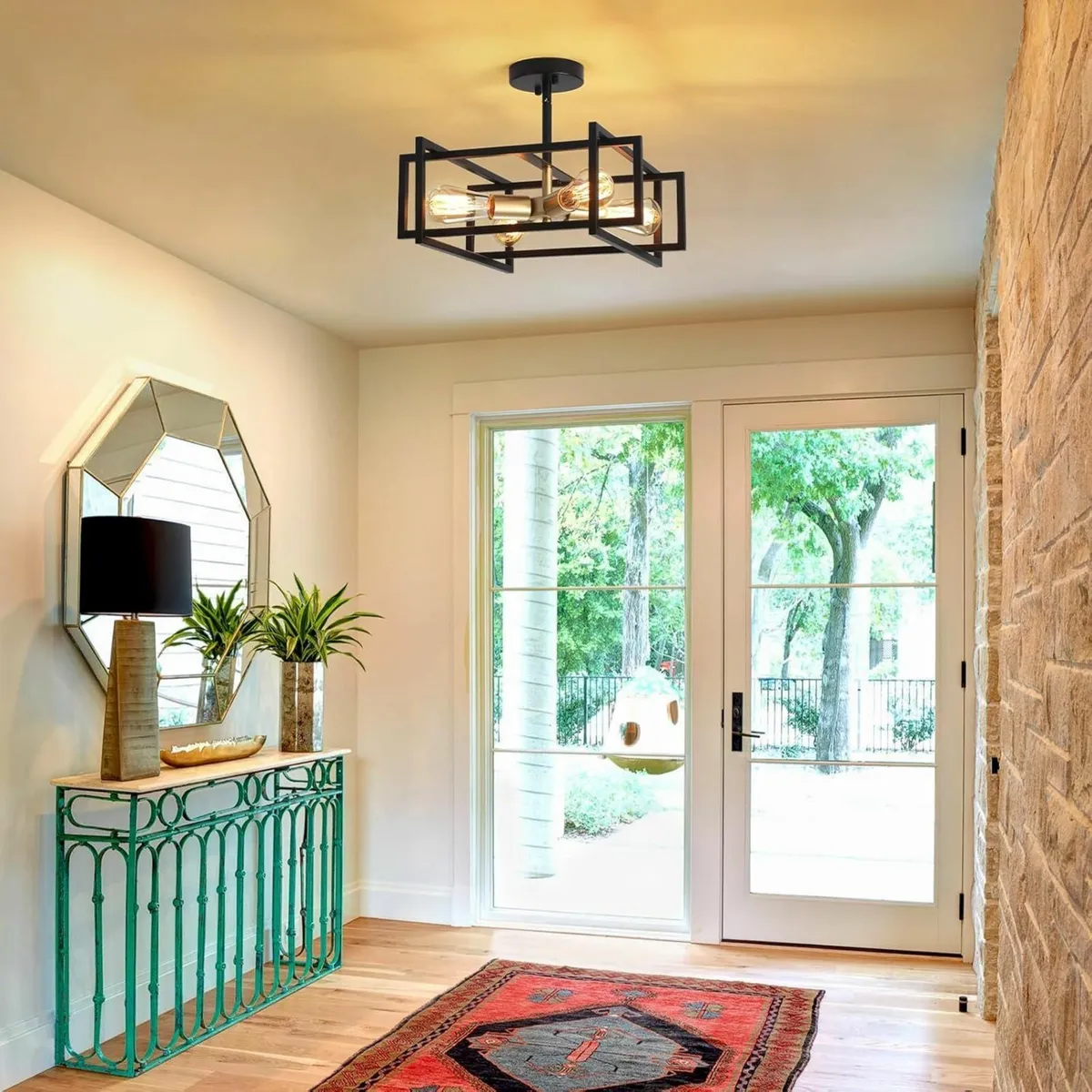 Black Ceiling Light Living Room 4 Lights Industria - Image 2