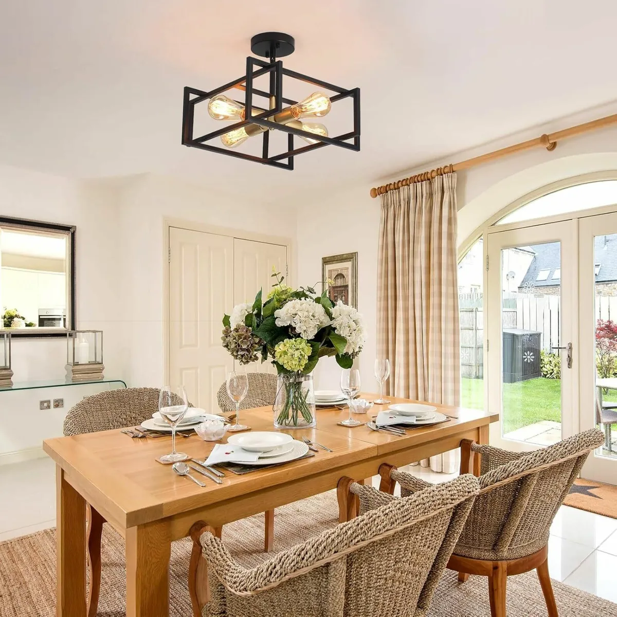 Black Ceiling Light Living Room 4 Lights Industria - Image 3