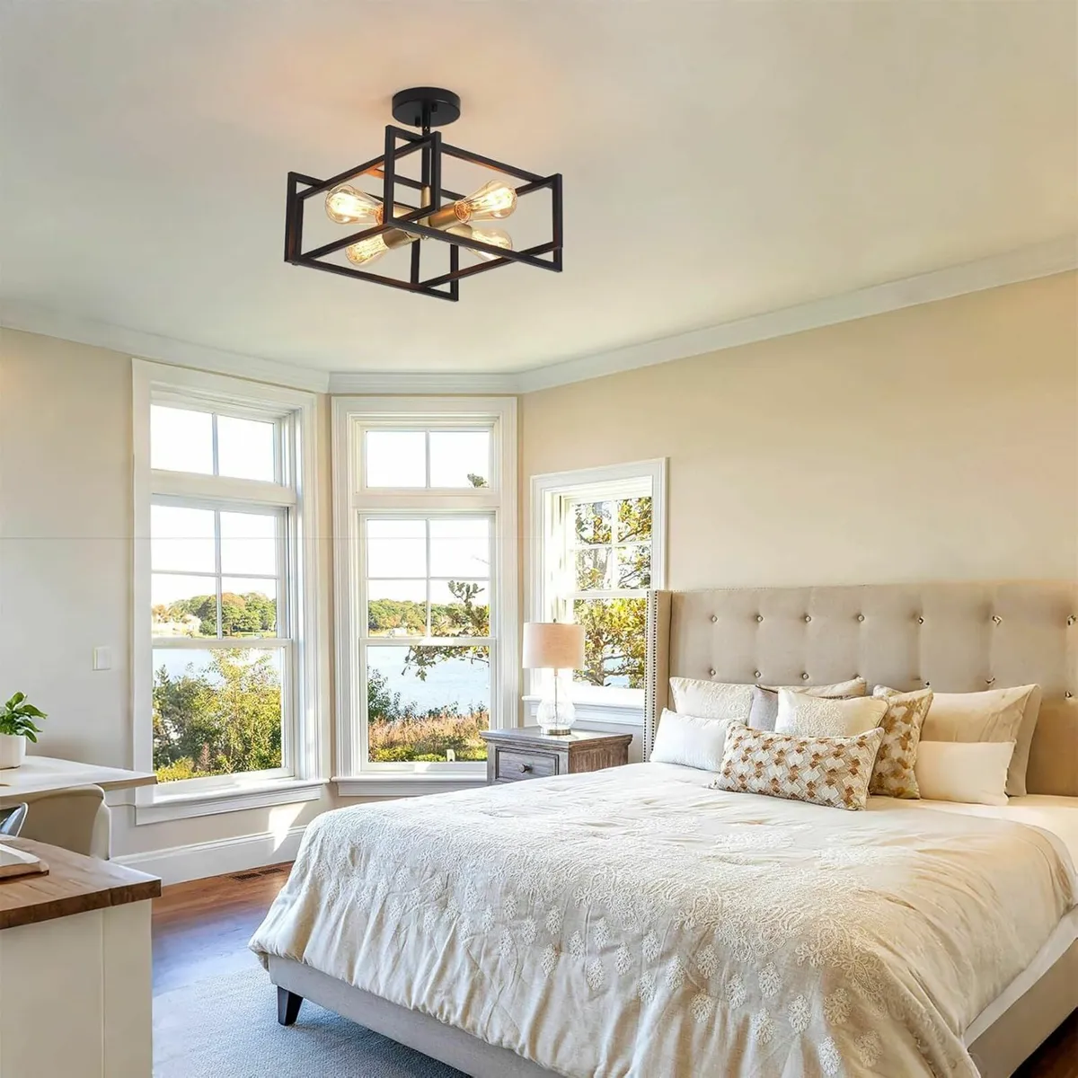 Black Ceiling Light Living Room 4 Lights Industria - Image 4