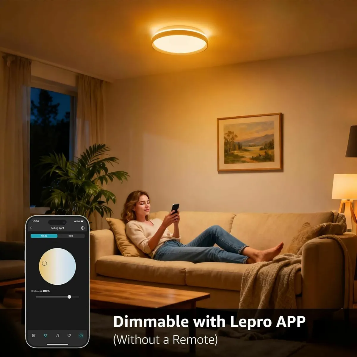 AI Smart Ceiling Light 24W 1800LM RGB Tunable - Image 3