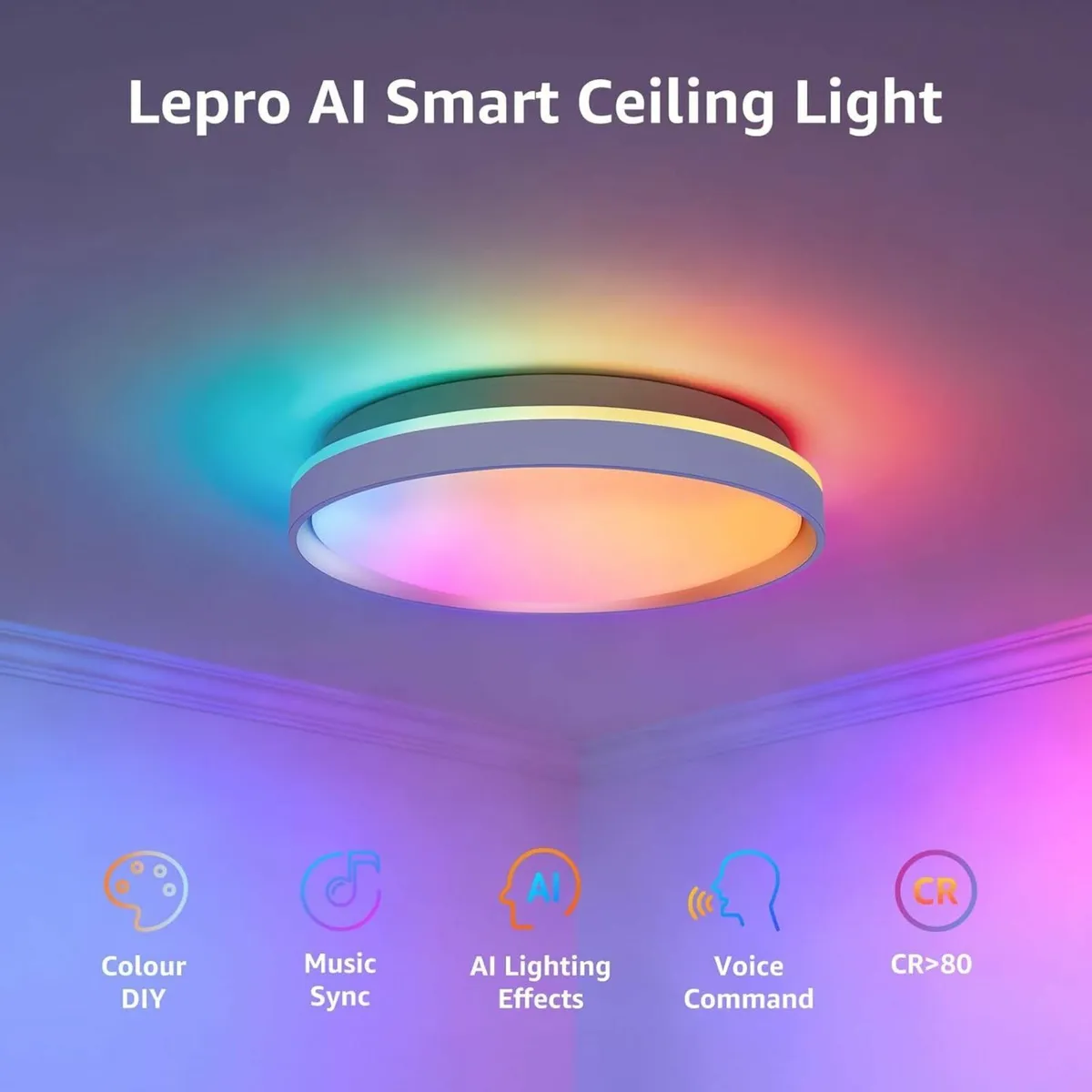 AI Smart Ceiling Light 24W 1800LM RGB Tunable - Image 4