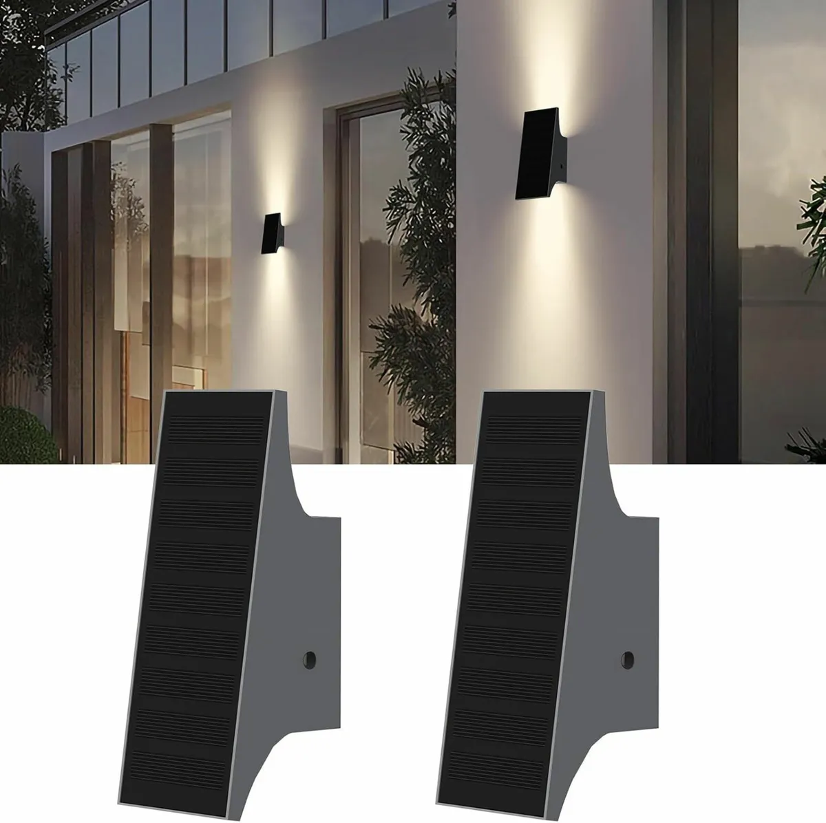Solar Sconce Lights Outdoor Dimmable Wall Up and - Image 1