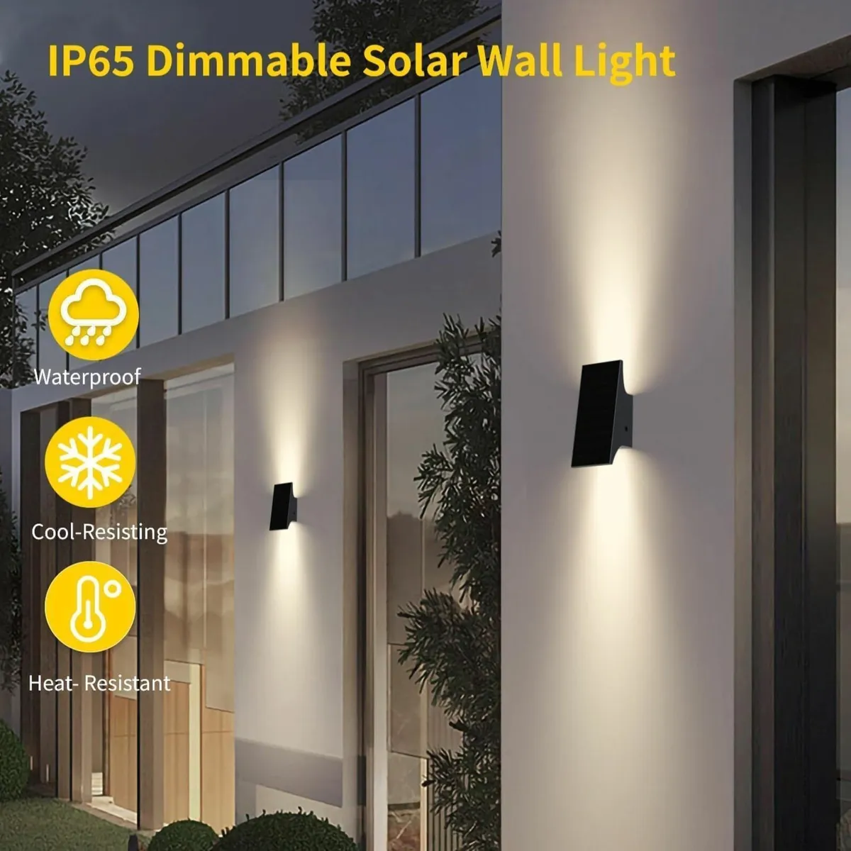 Solar Sconce Lights Outdoor Dimmable Wall Up and - Image 2