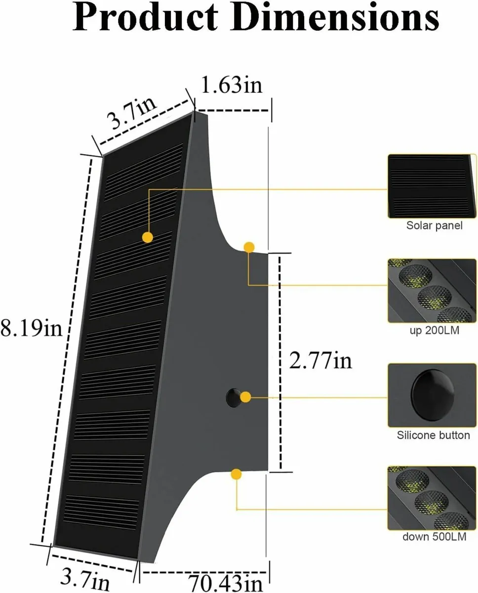 Solar Sconce Lights Outdoor Dimmable Wall Up and - Image 3