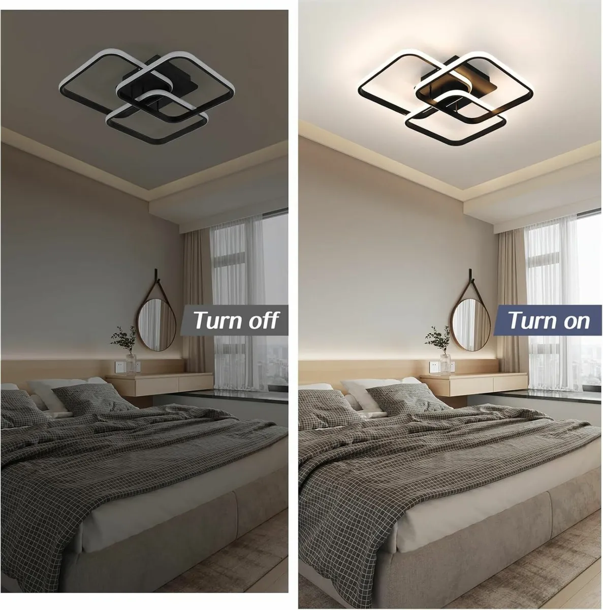 Modern Ceiling Light LED 50cm Black Dimmable - Image 4