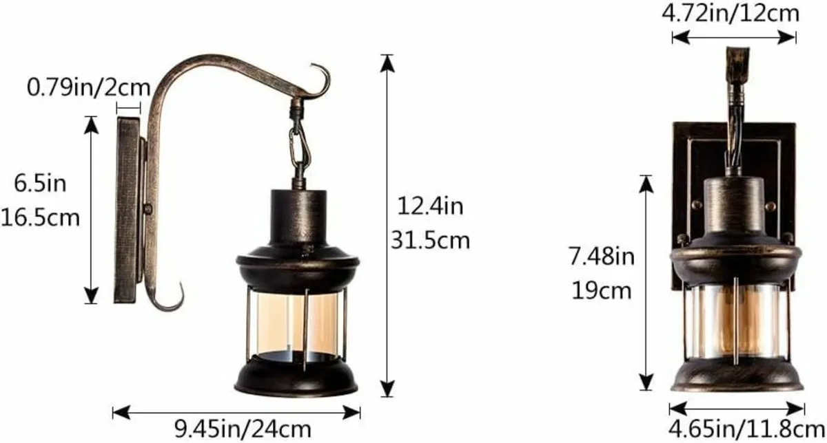 Vintage Glass Wall Sconce Fixtures 2-Pack Rustic - Image 2