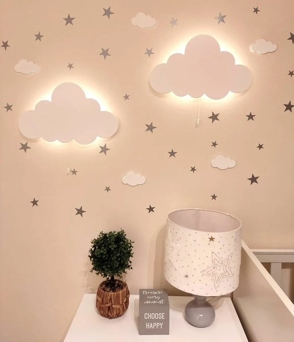 Set of 2 Cloud Wall Lights for Nursery/Baby Room - Image 1