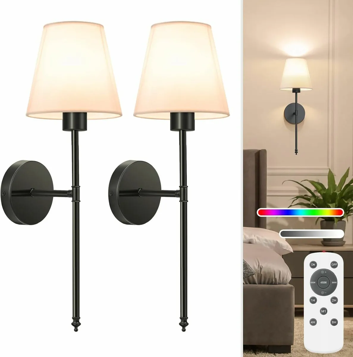 19.9 inch Battery Operated Wall Light Black - Image 1