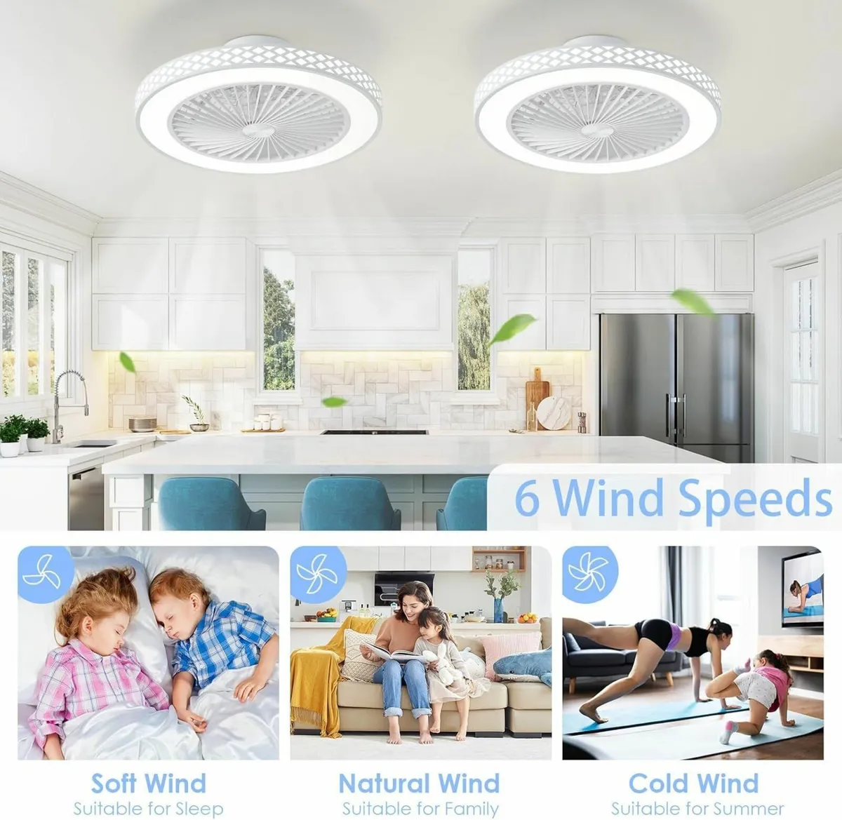 Ceiling Fans with Lights and Remote 48CM 6 Speeds - Image 3