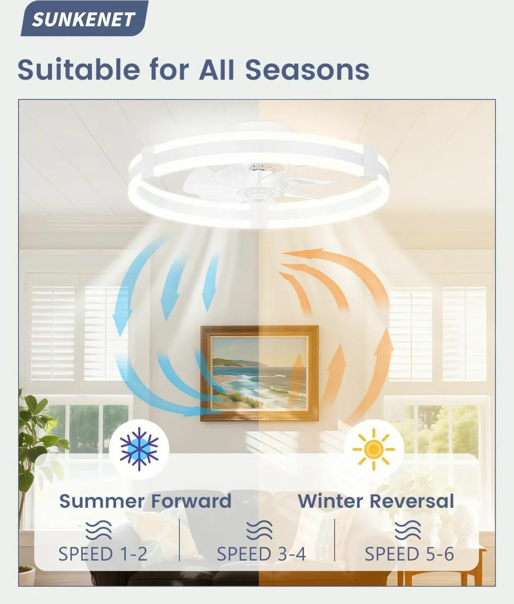 Ceiling Fans with Lights and Remote 50cm LED Fan - Image 4