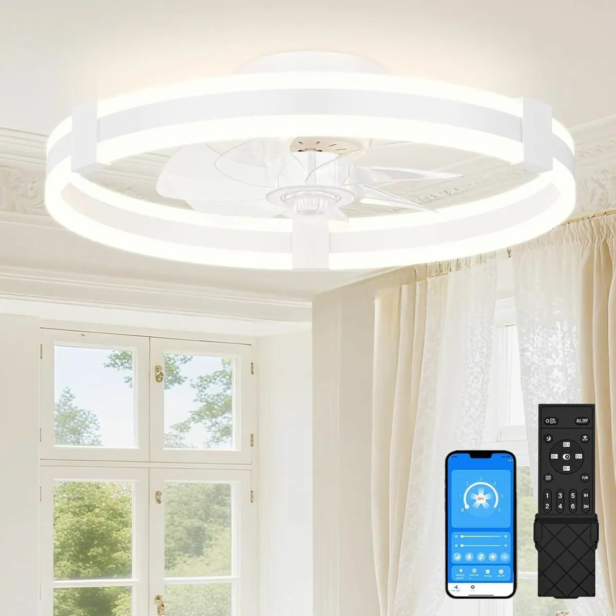 Ceiling Fans with Lights and Remote 50cm LED Fan - Image 1