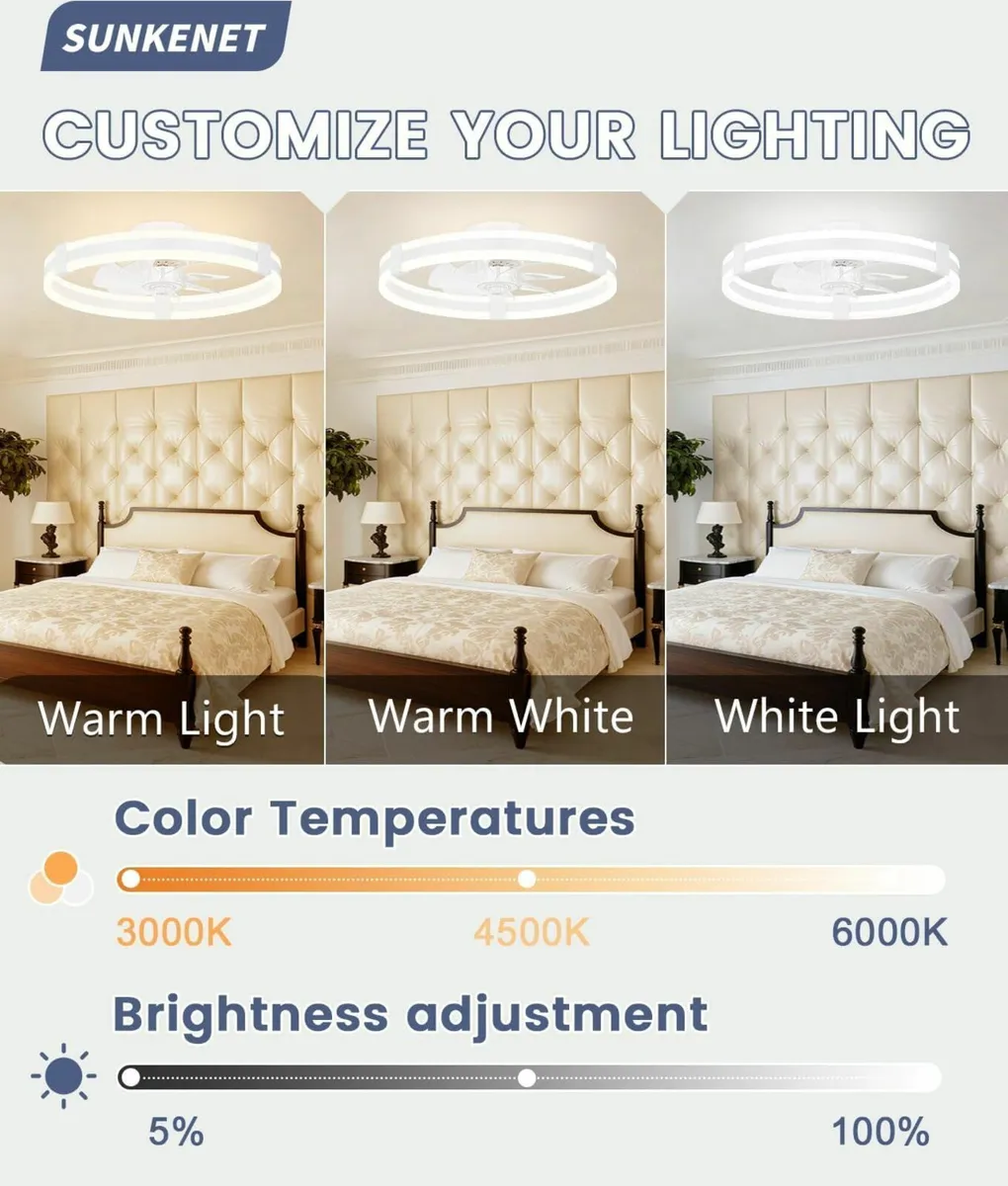Ceiling Fans with Lights and Remote 50cm LED Fan - Image 2