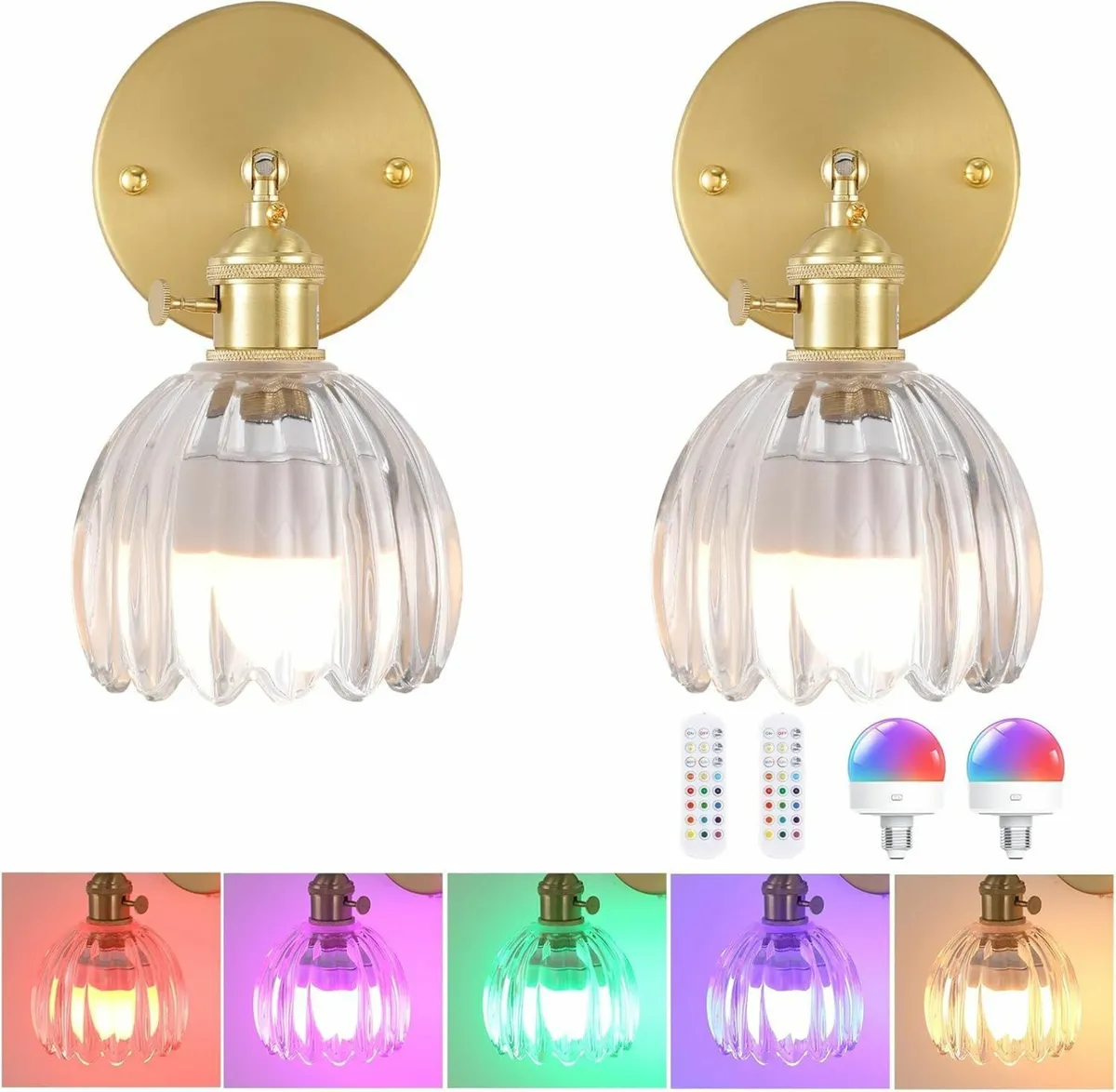 Set of 2 Battery Operated Wall Sconce Rechargeable - Image 1